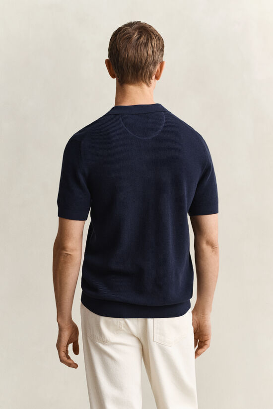 Textured Cotton Polo Sweater