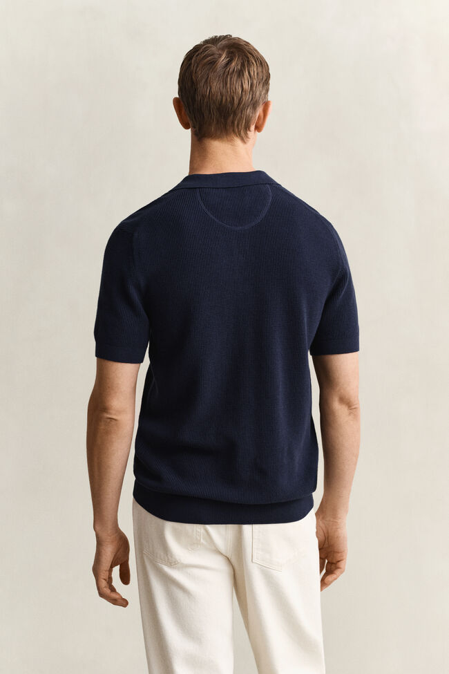 Textured Cotton Polo Sweater