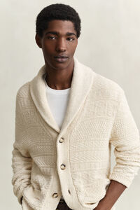 Textured Cotton Blend Cardigan