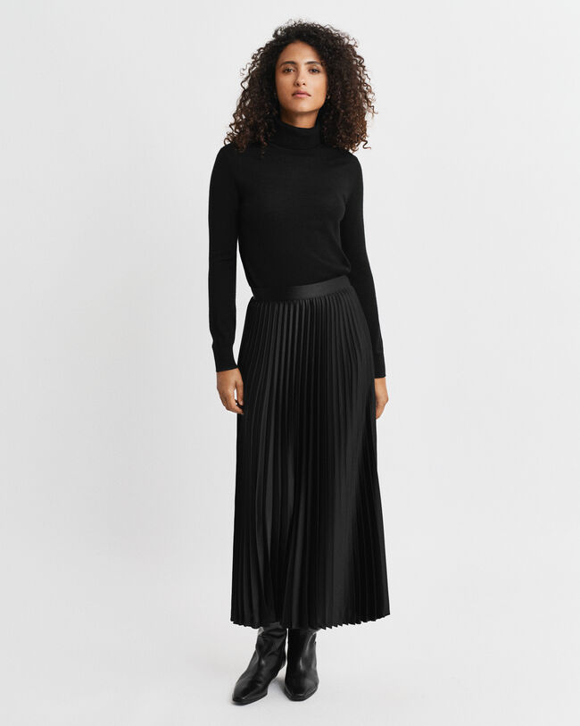 Pleated Sateen Skirt