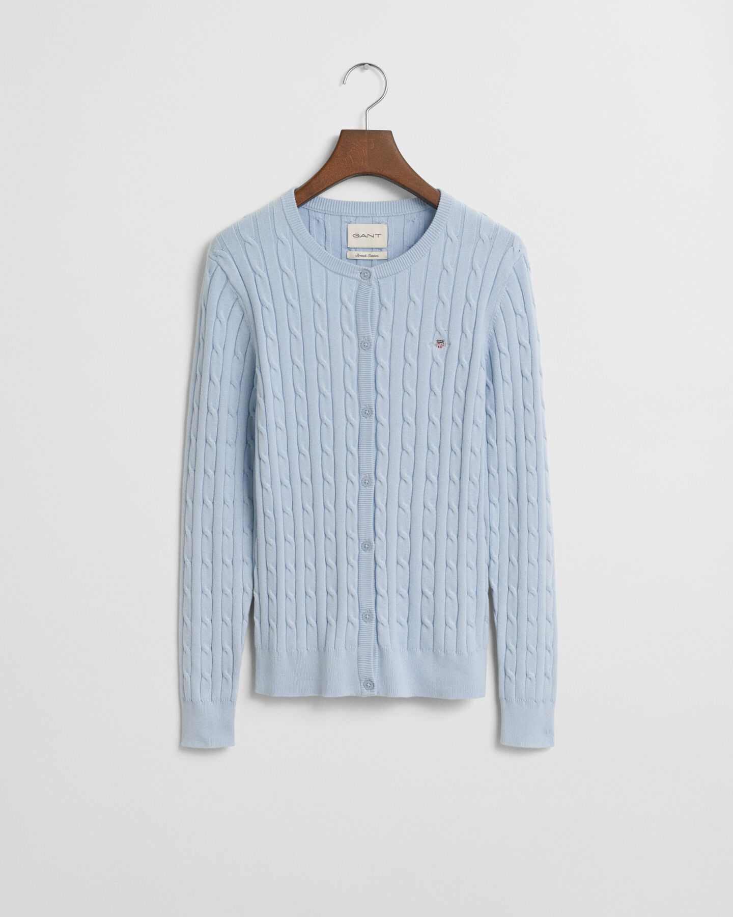 Stretch Cotton Cable Knit Cardigan