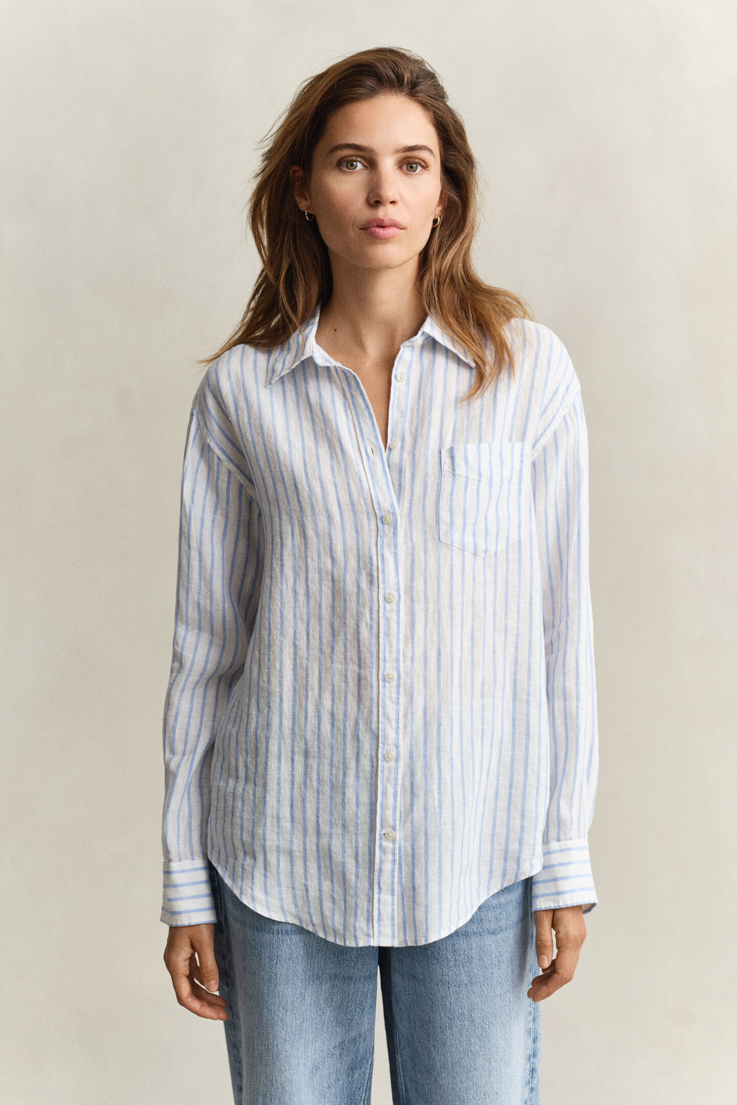 Relaxed Fit Striped Linen Shirt
