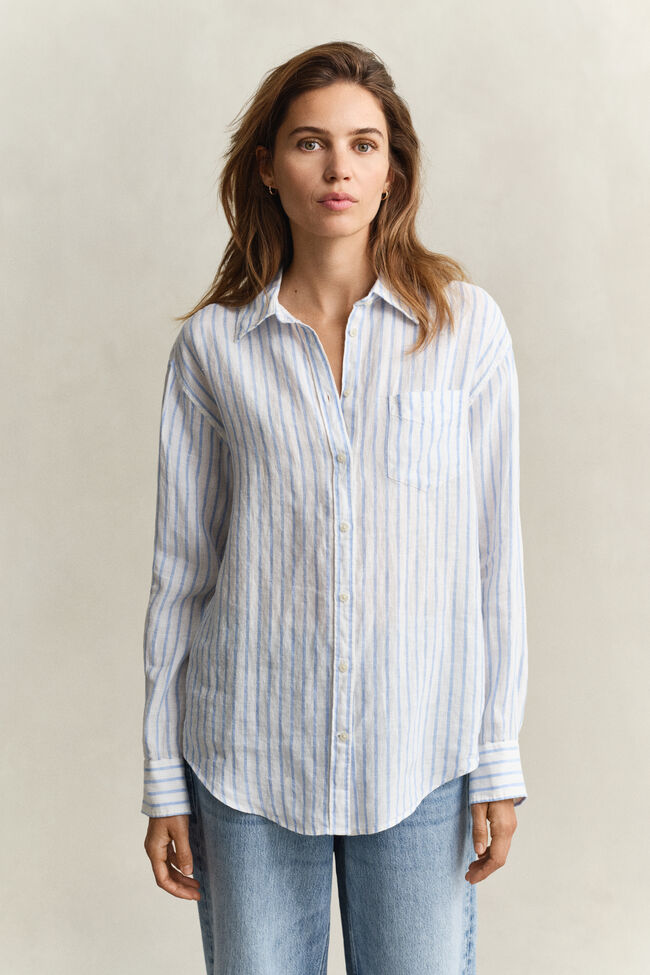 Relaxed Fit Striped Linen Shirt