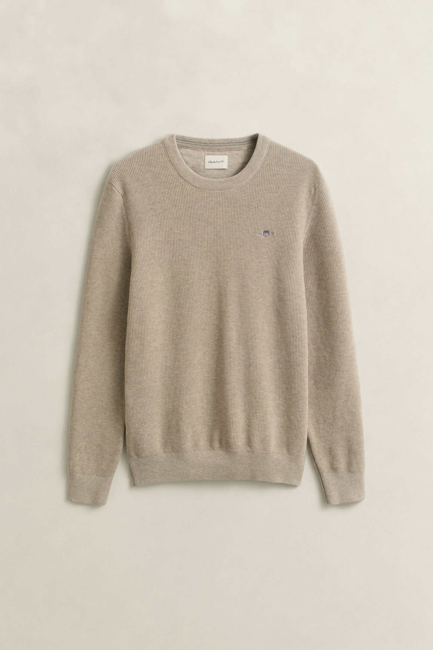 Textured Cotton Crew Neck Sweater