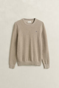 Textured Cotton Crew Neck Sweater