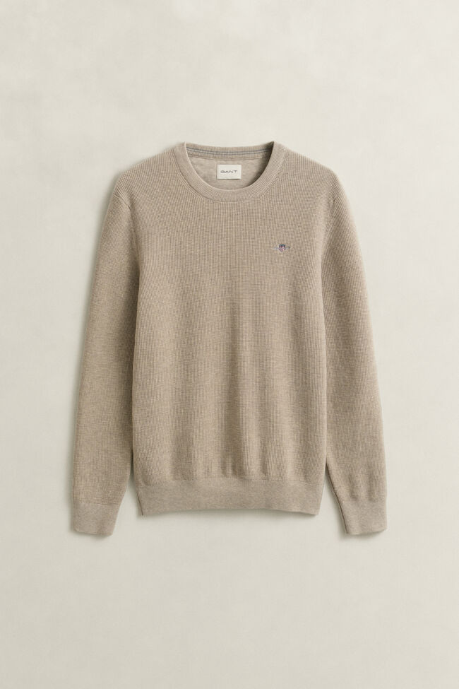 Textured Cotton Crew Neck Sweater