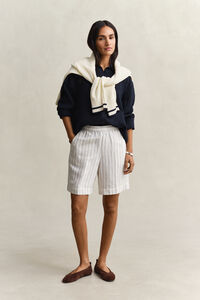 Striped Linen Blend Shorts