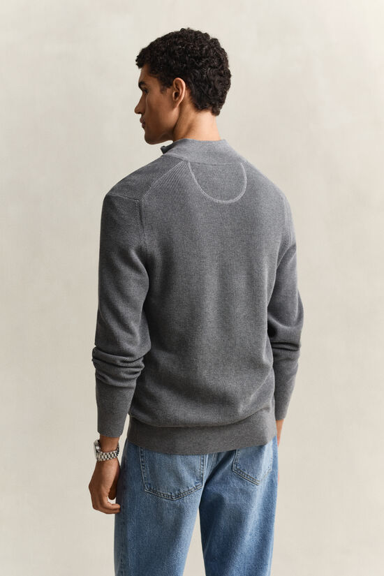 Textured Cotton Half-Zip Sweater