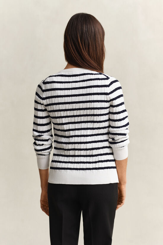 Striped Cable Knit Cardigan