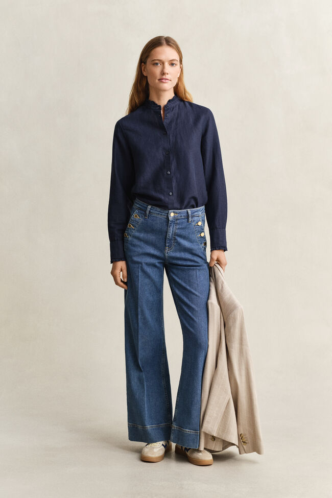 Frilly Linen Blend Blouse