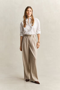 Pinstriped Linen Blend Pants