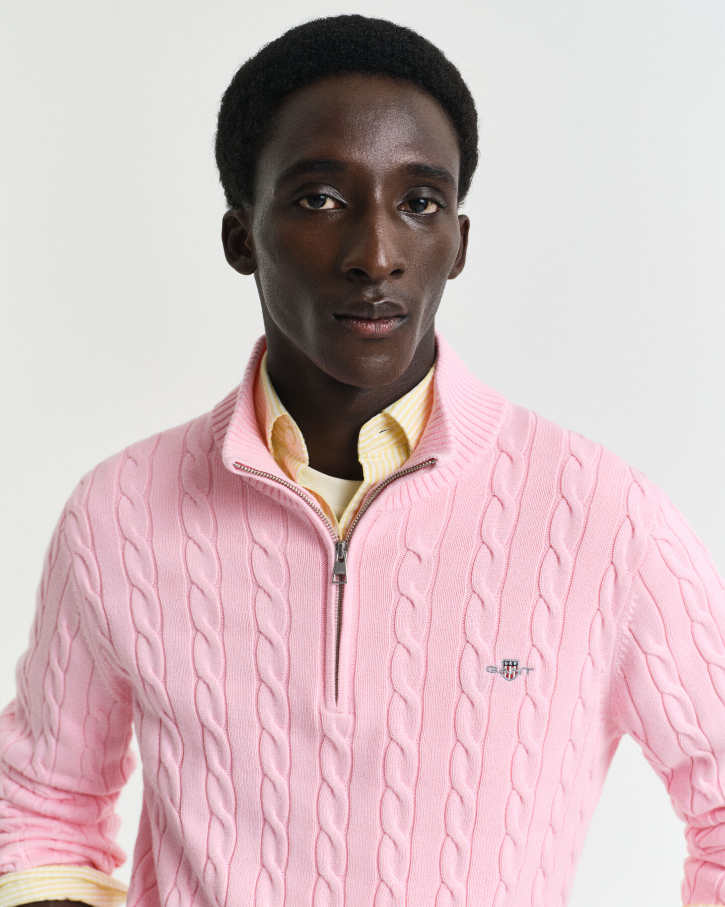 Cotton Cable Knit Half-Zip Sweater