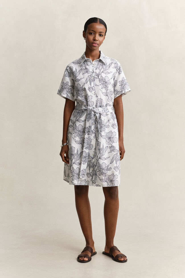 Floral Linen Shirt Dress