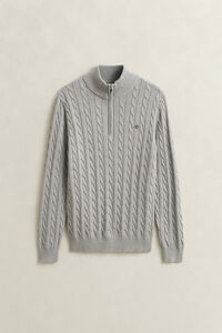 Cotton Cable Knit Half-Zip Sweater