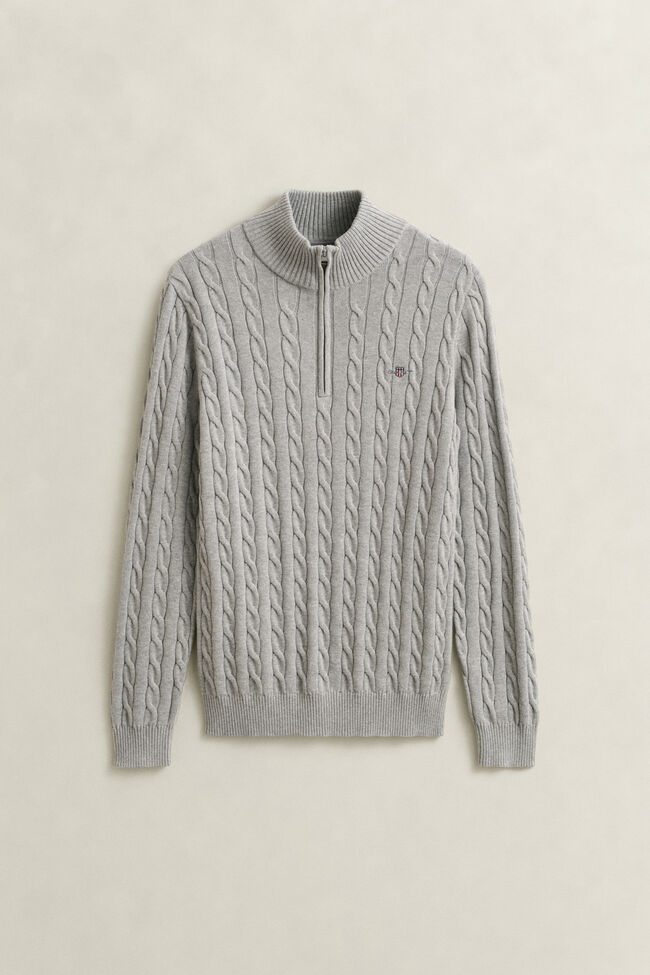 Cotton Cable Knit Half-Zip Sweater