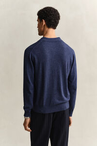 Slub Cotton Blend Polo Sweater