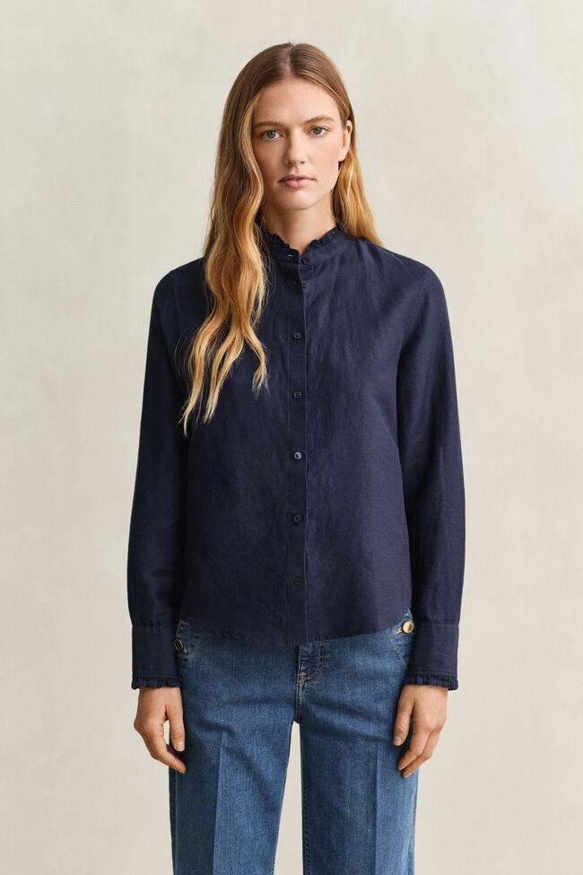 Frilly Linen Blend Blouse