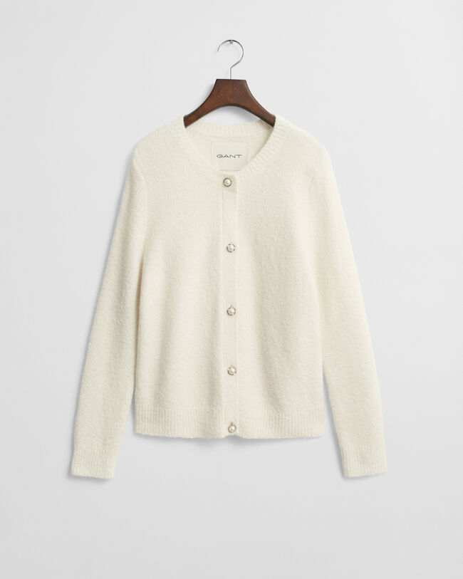 Bouclé Crew Neck Cardigan