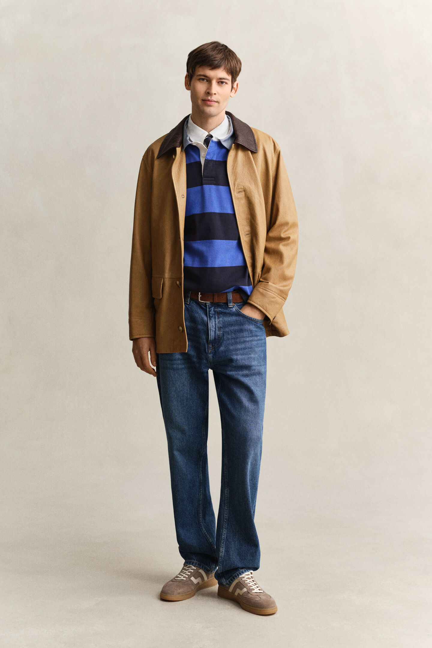 Chambray Collar Striped Heavy Rugger