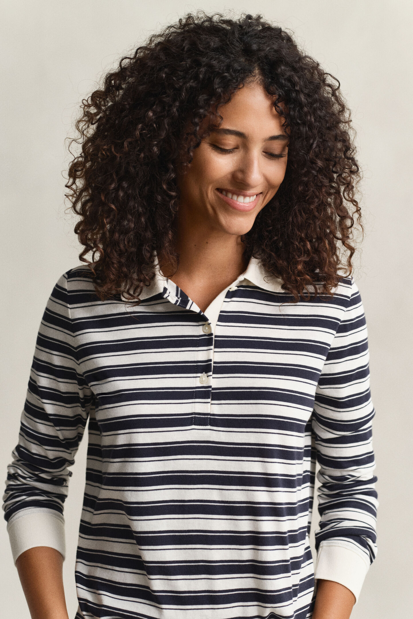 Striped Long Sleeve Polo Shirt