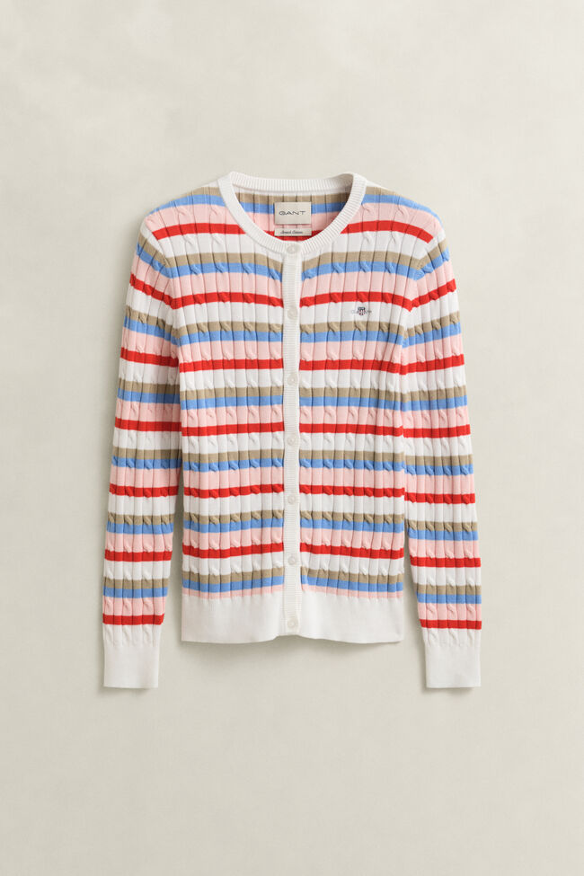 Striped Cable Knit Cardigan