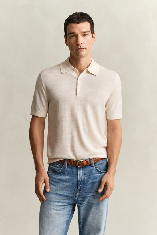 Extra Fine Merino Wool Short Sleeve Polo Sweater