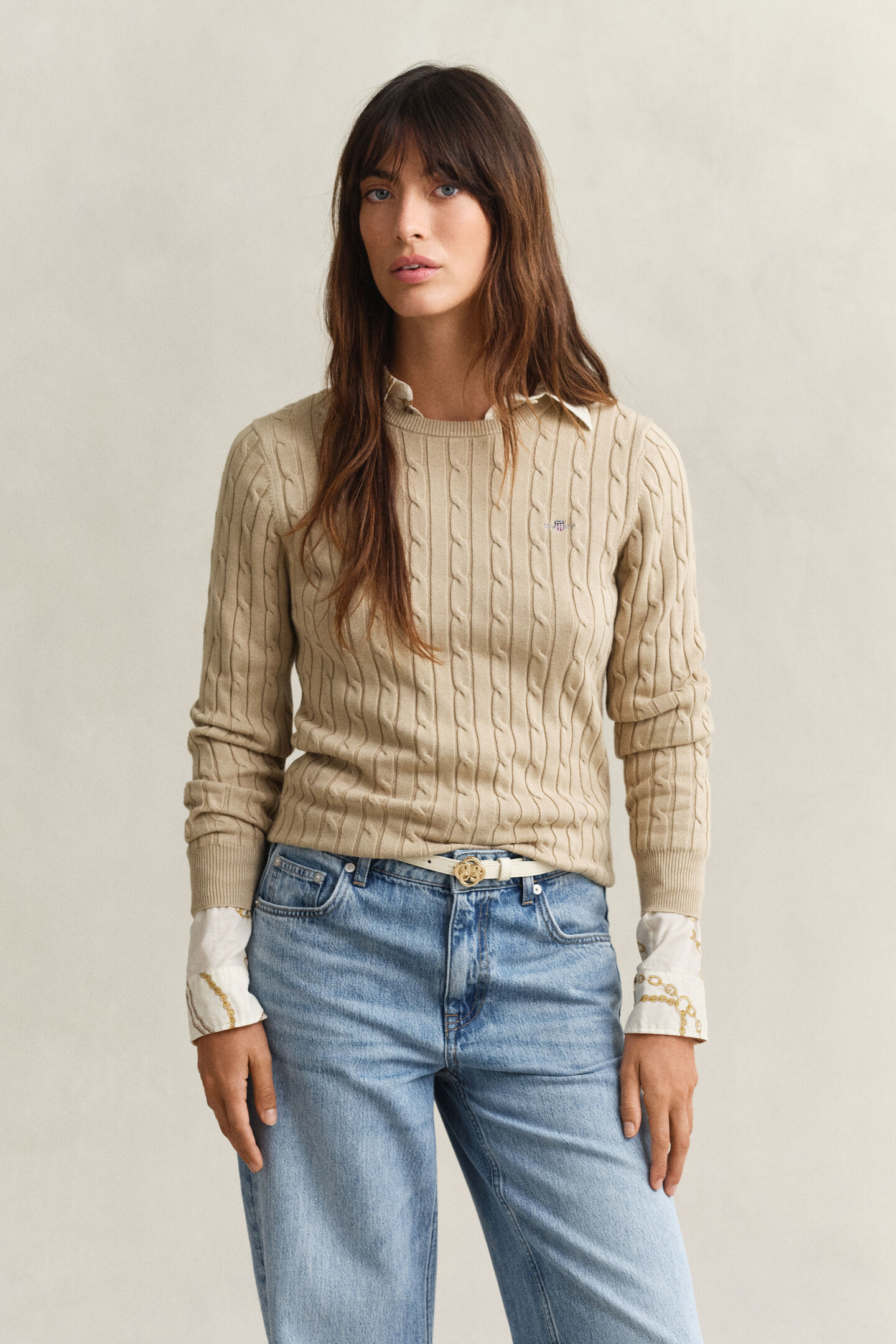 Cable Knit Crew Neck Sweater