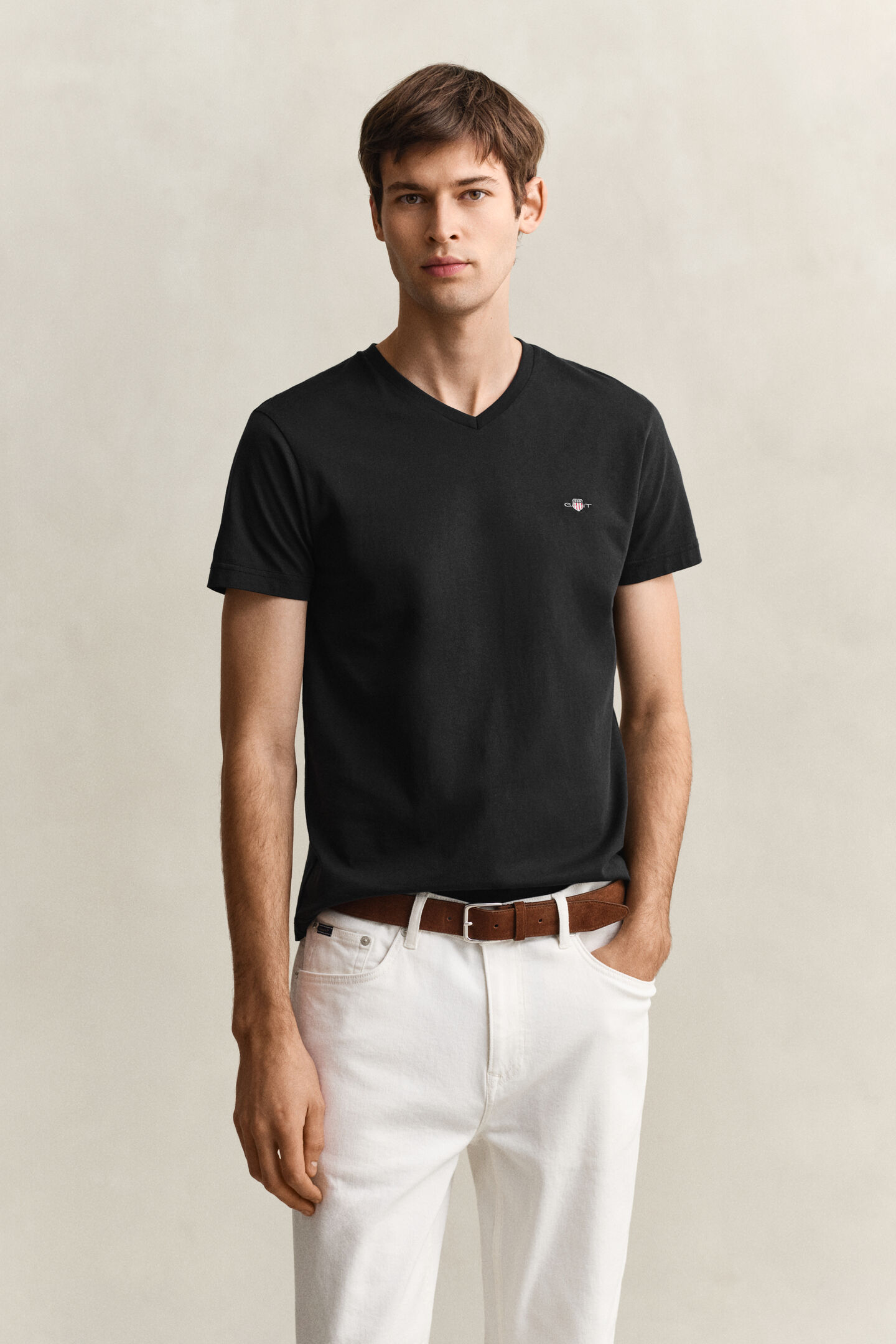 Slim Fit Shield V-Neck T-Shirt
