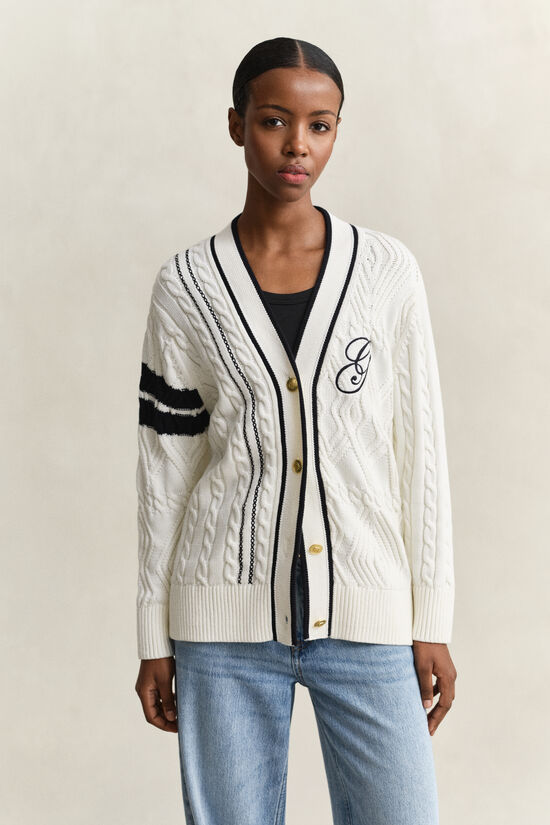 Varsity Cable Knit Cardigan
