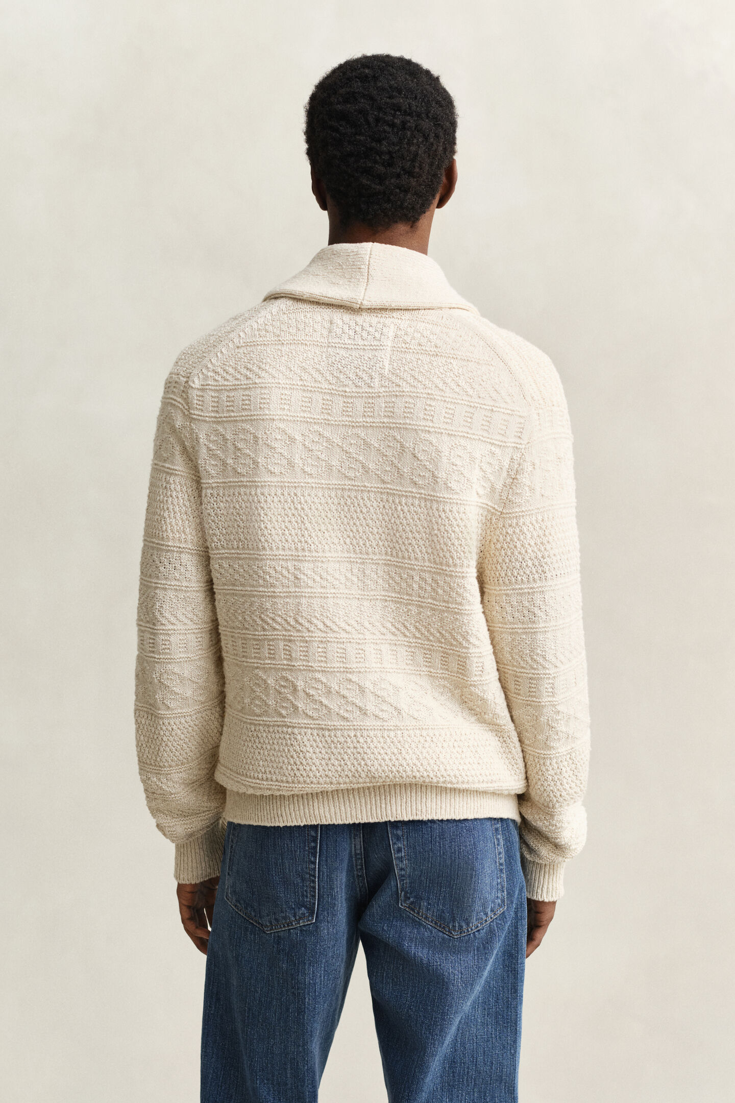 Textured Cotton Blend Cardigan