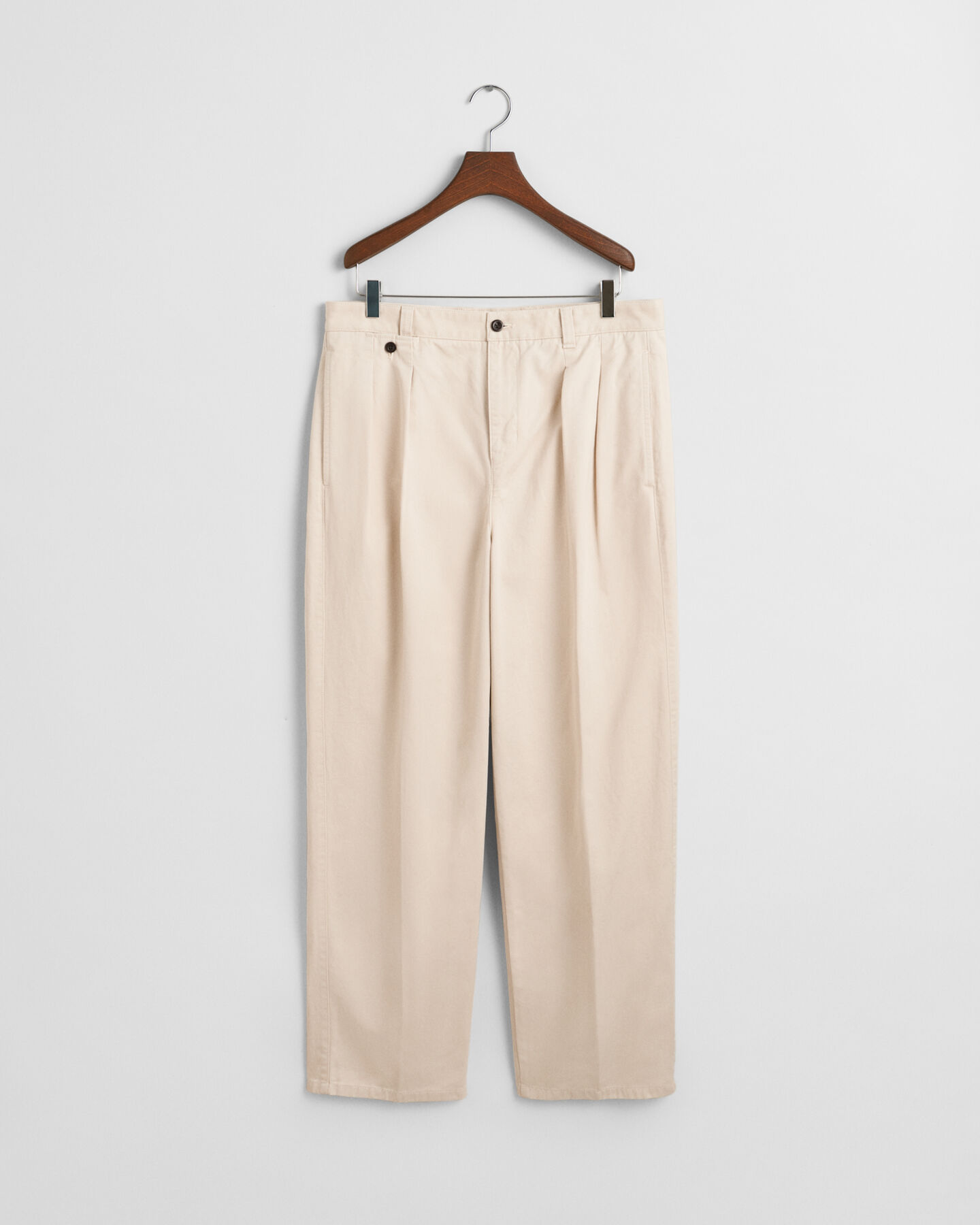 Relaxed Fit Pleated Cotton Twill Chinos