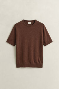 Slub Cotton Blend Short Sleeve Sweater