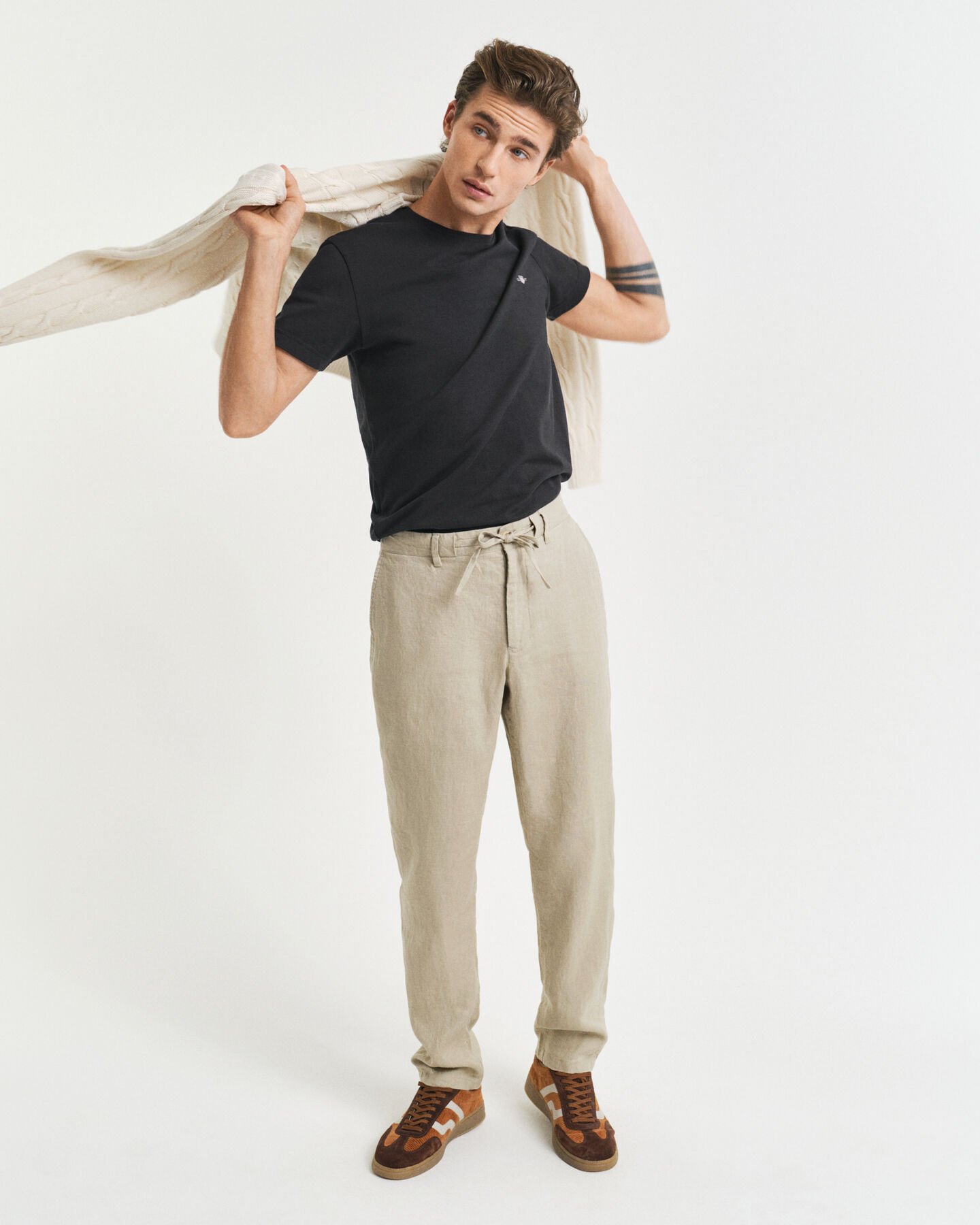 Relaxed Fit Linen Drawstring Pants