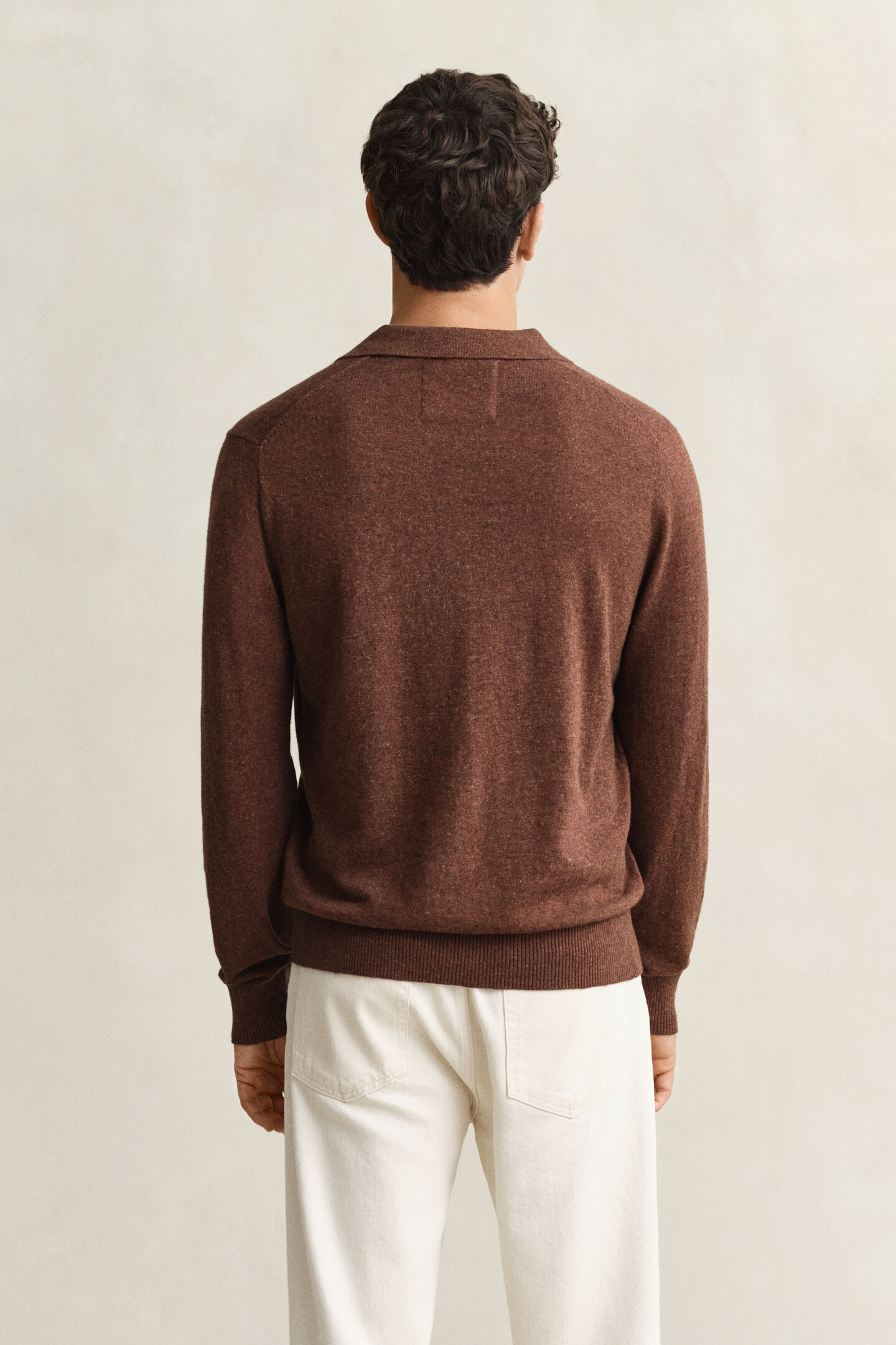 Slub Cotton Blend Polo Sweater
