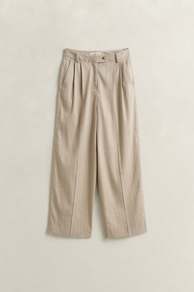 Pinstriped Linen Blend Pants
