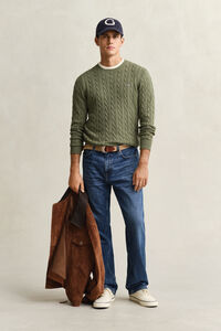 Cotton Cable Knit Crew Neck Sweater