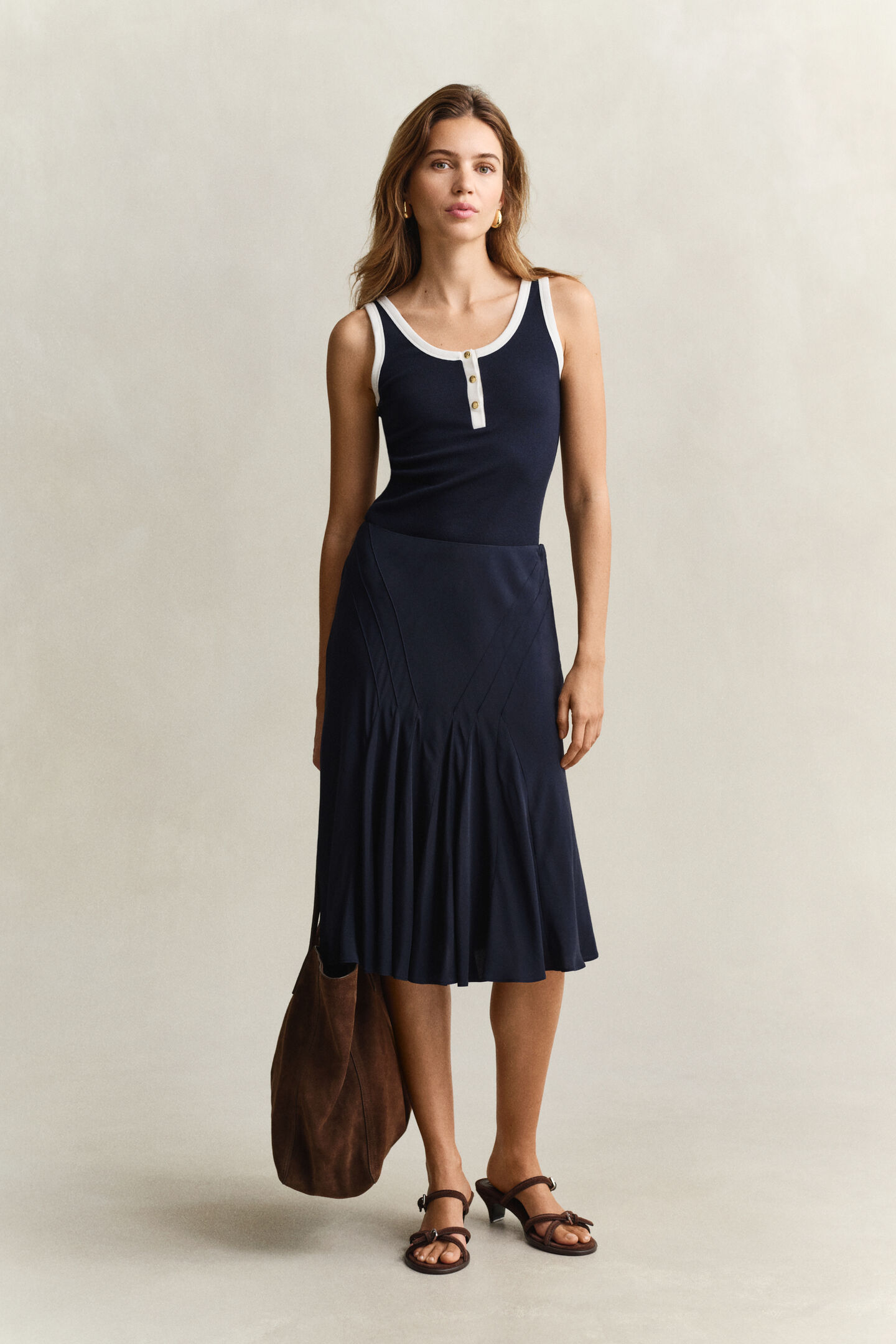 Bias Cut Flared Skirt