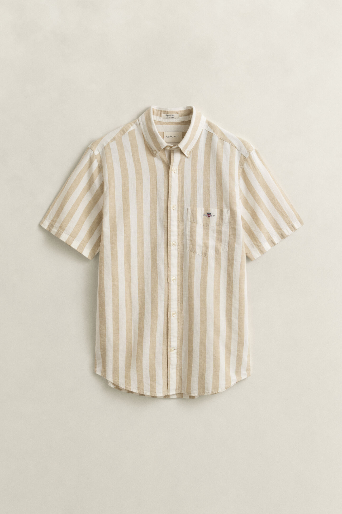 Striped Linen Blend Short Sleeve Shirt