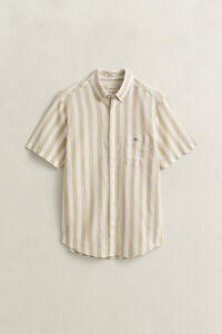 Striped Linen Blend Short Sleeve Shirt