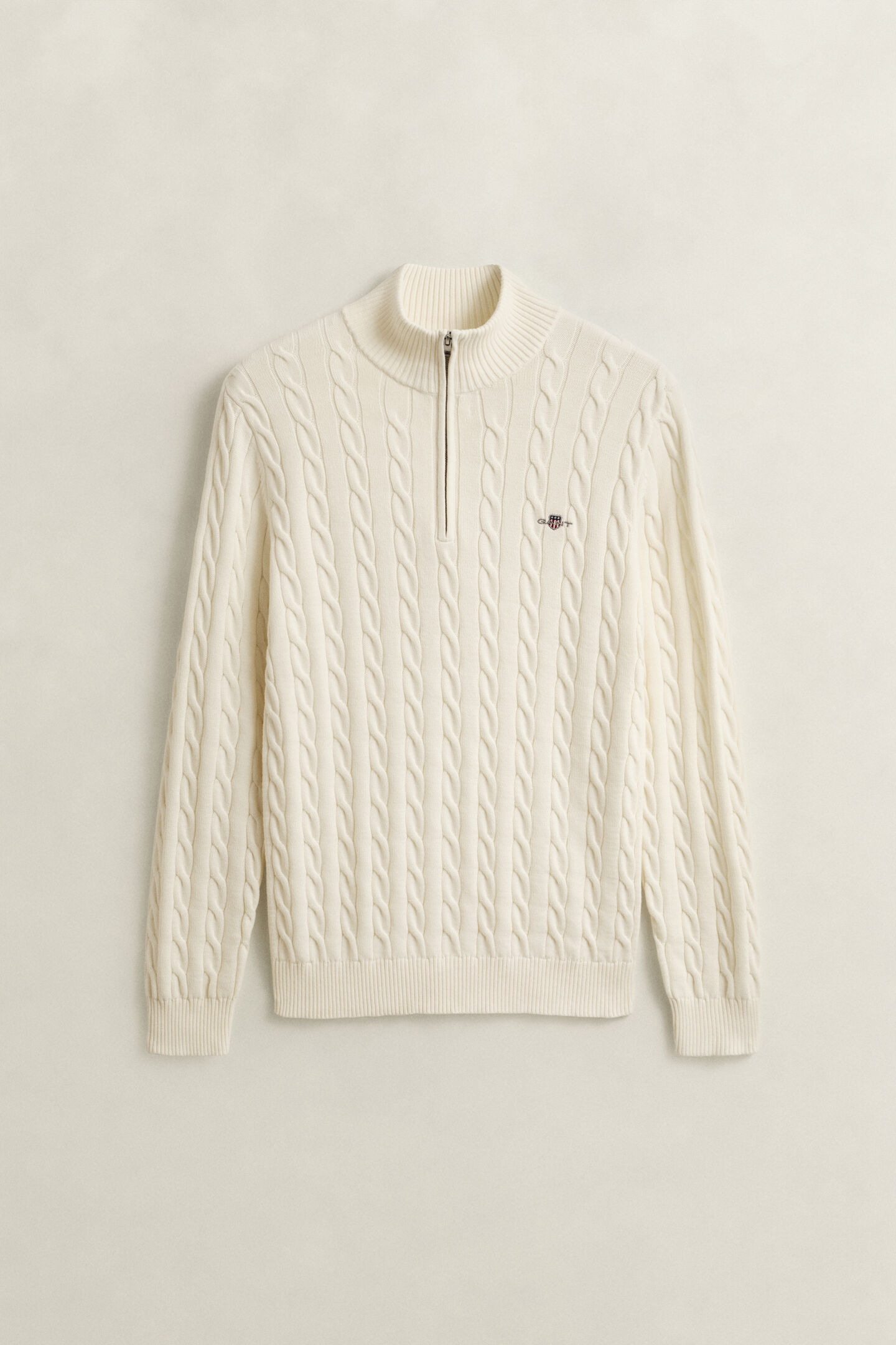 Cotton Cable Knit Half-Zip Sweater