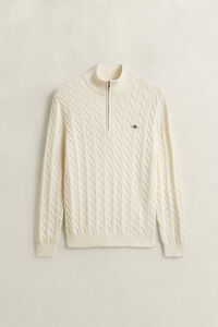 Cotton Cable Knit Half-Zip Sweater