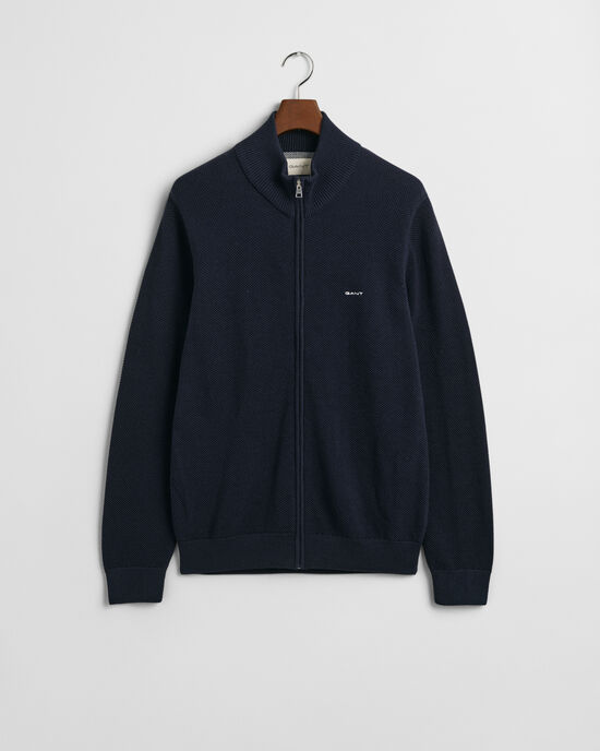 Cotton Piqu&eacute; Zip Cardigan