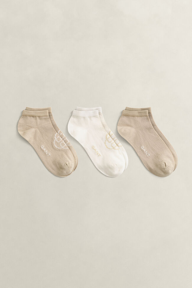 3-Pack Monogram & Solid Ankle Socks