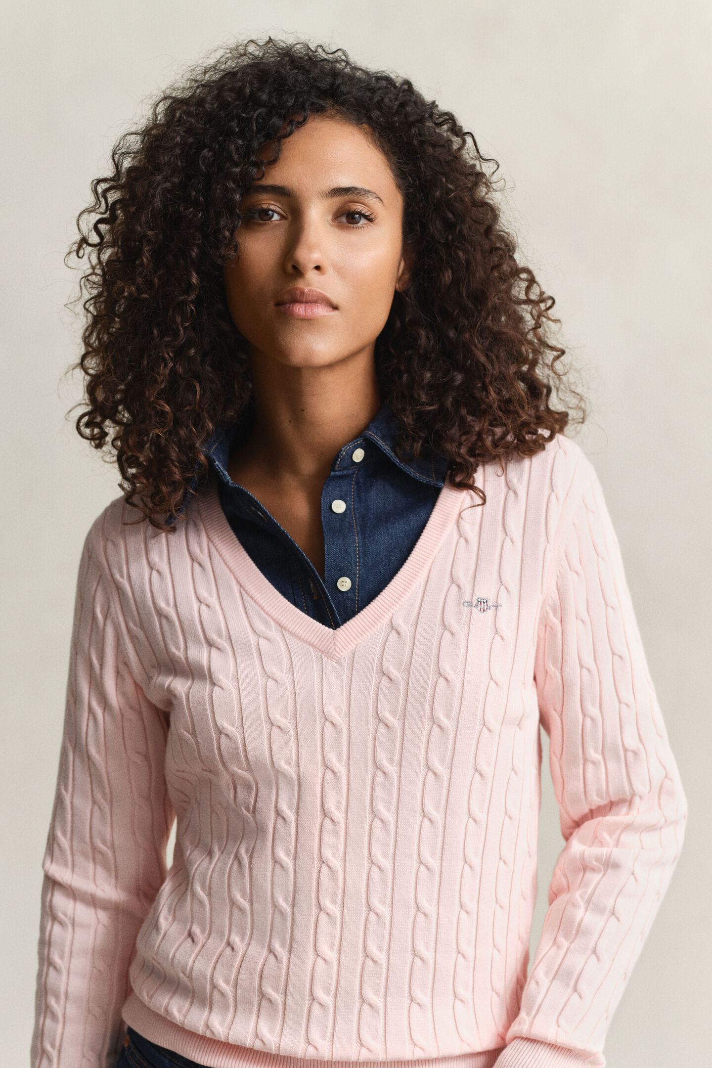 Cable Knit V-Neck Sweater