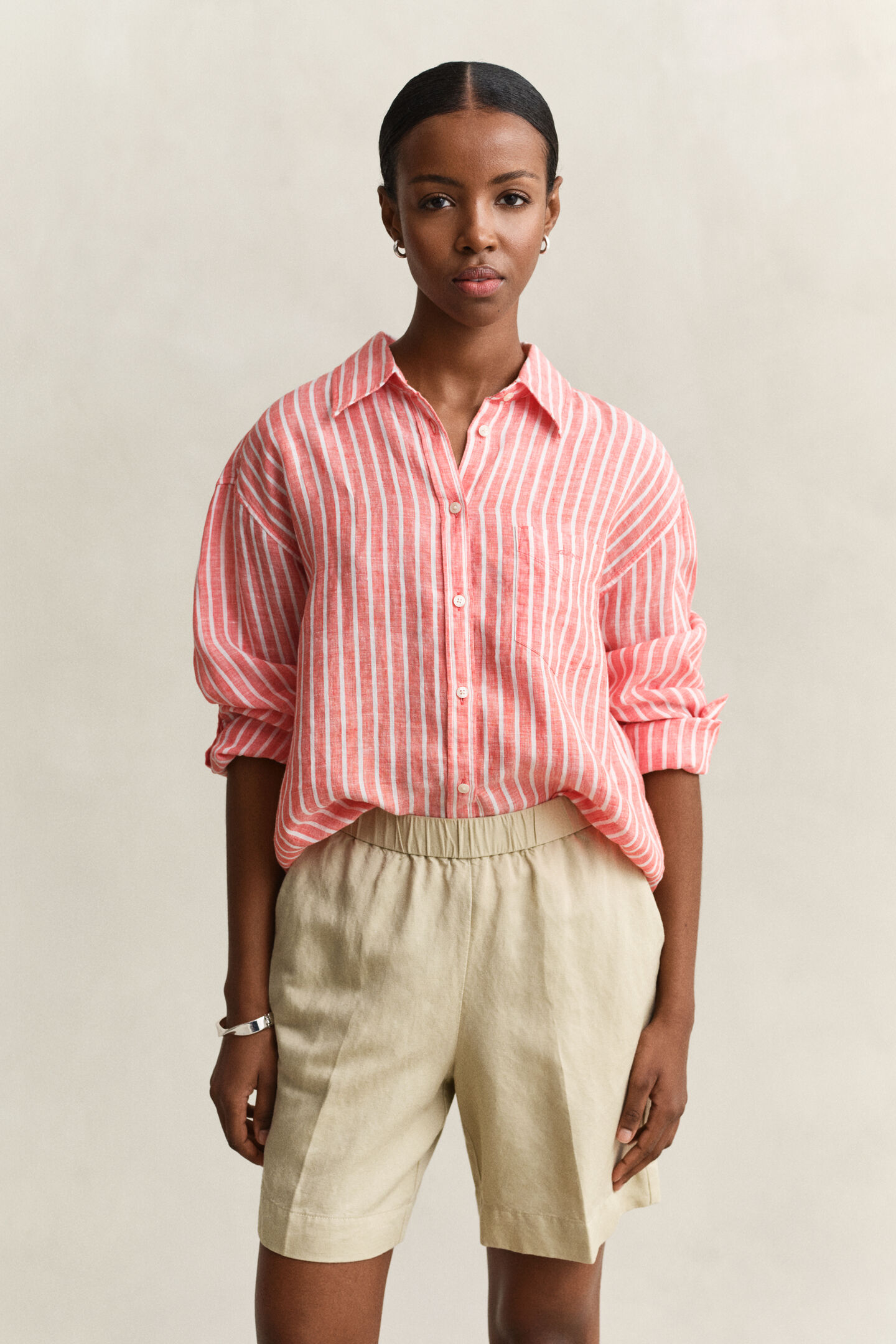 Relaxed Fit Striped Linen Shirt