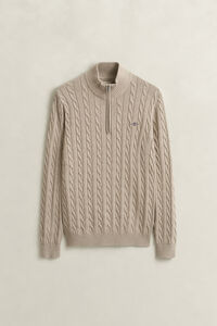 Cotton Cable Knit Half-Zip Sweater