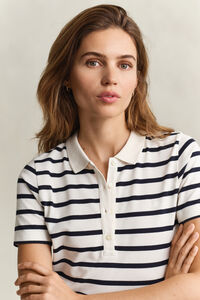Striped Piqu&eacute; Polo Dress