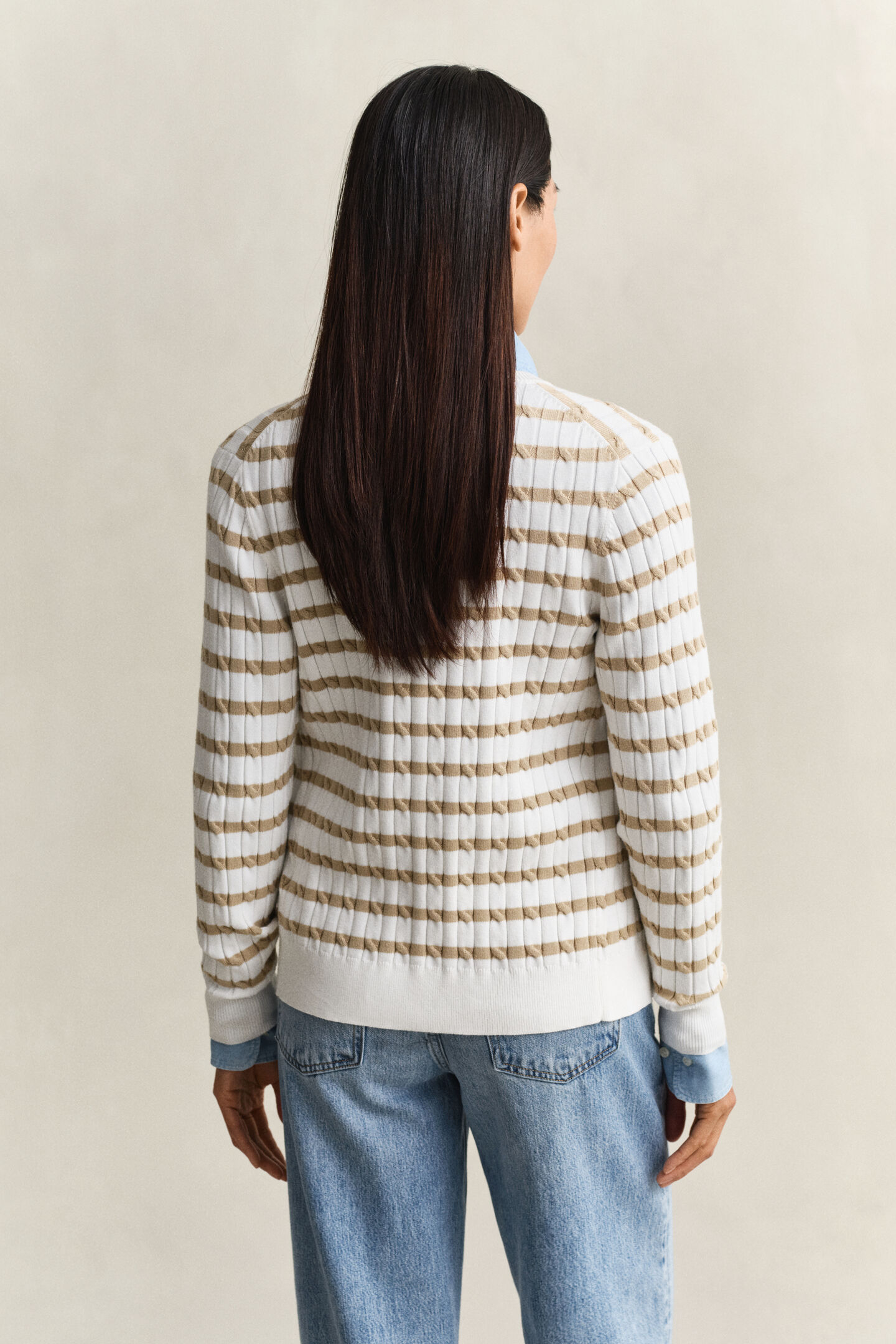 Striped Cable Knit Cardigan