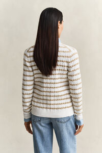 Striped Cable Knit Cardigan