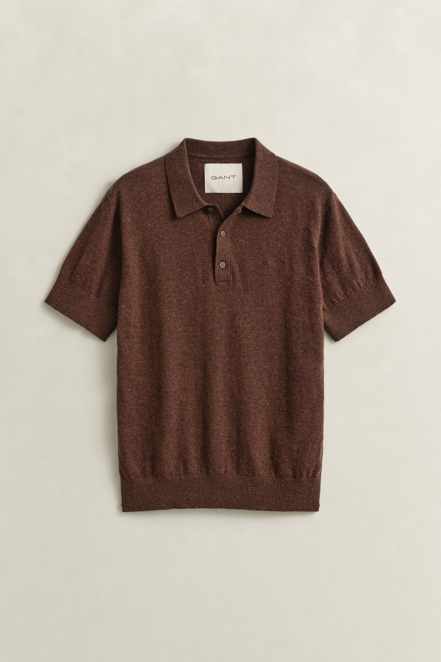 Slub Cotton Blend Short Sleeve Polo Sweater